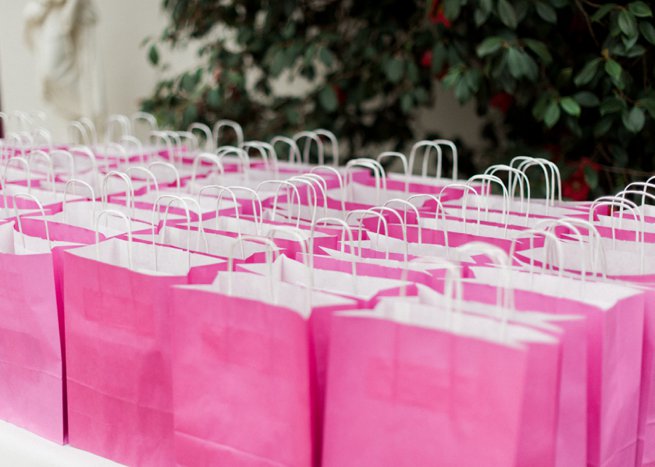 Rows of pink A4 goodie bags | Kelly Chandler Consulting