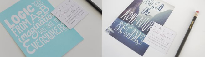Motivational cards and business card flat lay photos | Kelly Chandler Consulting
