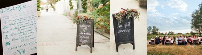 Three photo collage | rsvp card | wedding chalkboard directions | outdoor rustic wedding breakfast | Kelly Chandler Consulting