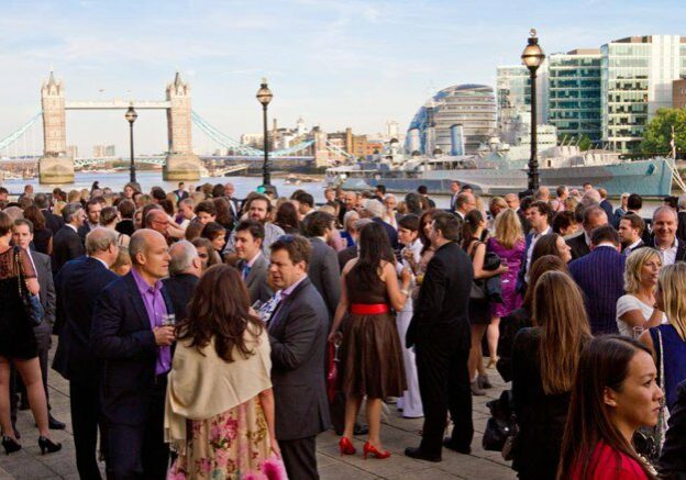 External party overlooking tower bridge | Kelly Chandler Consulting