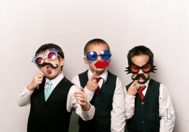 Three little boys in fancy dress glasses | Kelly Chandler Consulting